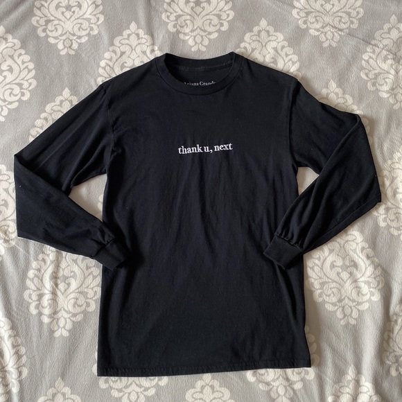 Ariana Grande - “thank u, next” Embroidered Black Crew Neck T-Shirt - Picture 5 of 5